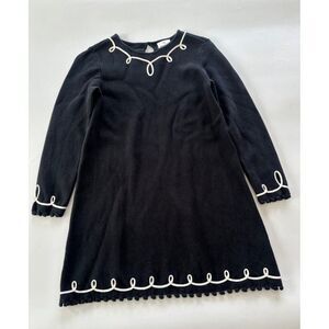 Hanna Andersson Girls 140 (10) Black and Ivory Sweater Dress